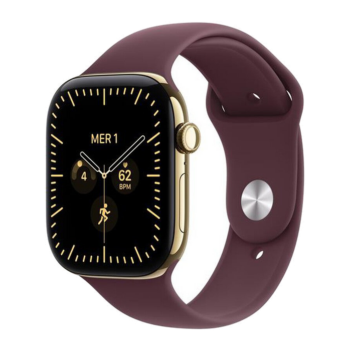 Apple Watch Series 12 GPS + Cellular 46mm Titanio Oro-Sport Band Borgogna - M/L