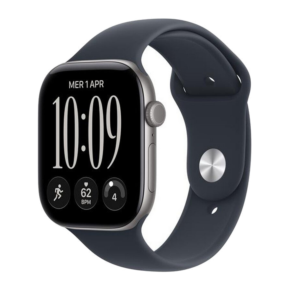 Apple Watch Series 12 GPS 46mm Alluminio Grigio Siderale-Sport Band Blu marino - S/M
