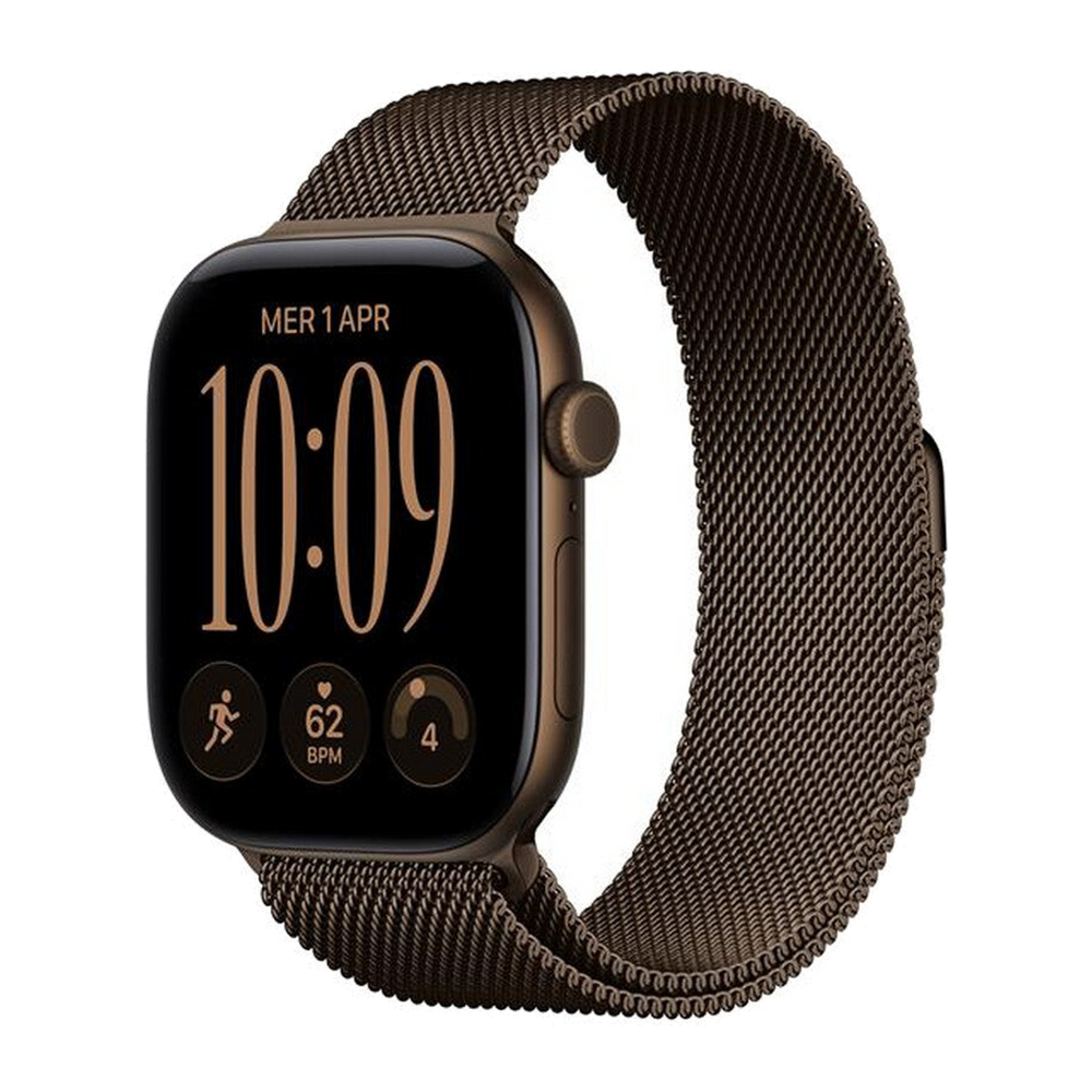 Apple Watch Series 12 GPS 46mm Alluminio Bronzo Scuro-Loop milanese Bronzo - S/M