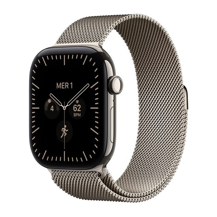 Apple Watch Series 12 GPS + Cellular 46mm Titanio-Loop milanese Naturale - S/M