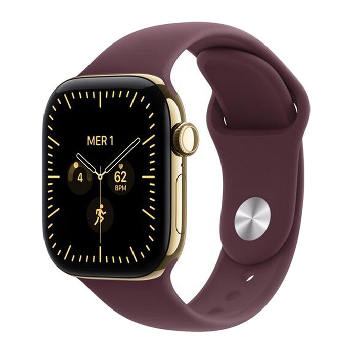 Apple Watch Series 12 GPS + Cellular 42mm Titanio Oro-Sport Band Borgogna - S/M