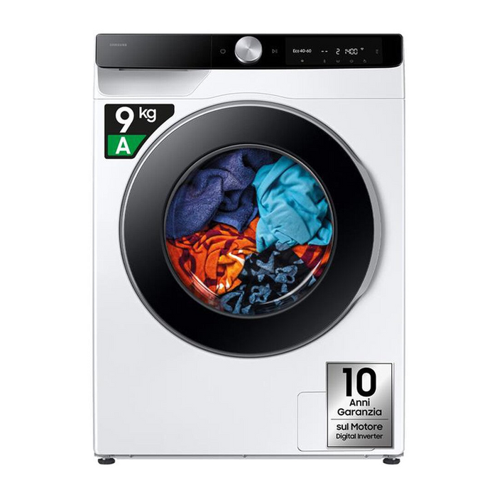 Samsung Lavatrice WW90DG6G94LKU3 9KG Classe A-bianca con oblò -pannello nero